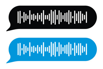 Voice message bubble with sound wave, showing paused playback, representing the action of listening to a voice message in a chat application in eps 10.