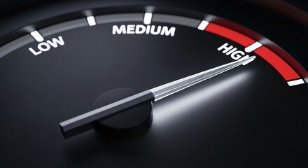 Naklejka premium Close up of a gauge indicating high level