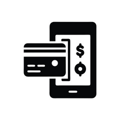 Fototapeta premium Black smartphone displays a dollar sign, receiving payment from a floating credit card