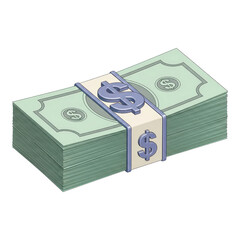 Stack of money isolated on transparent background