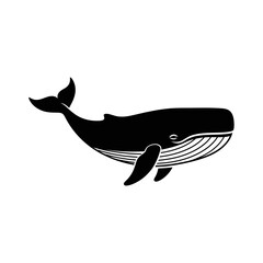 Black and White Stylized Whale Silhouette Illustration