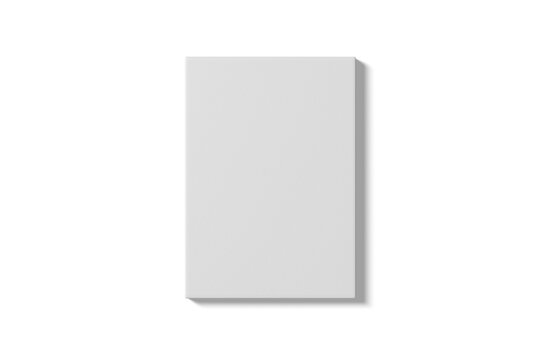 Flat Lay View of Blank White Portrait Painting Canvas, 3d Illustration