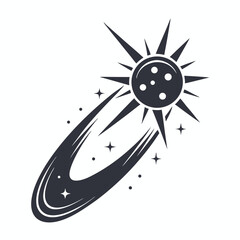 Black and white shooting star bursts across sky with comet tail style streaks