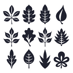 Diverse black leaf shapes offer a simple, natural feel for ecologyfocused projects