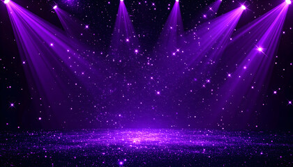 Purple Glitter Stage with Spotlights