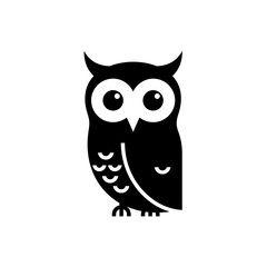 Simple Black and White Owl Logo Design
