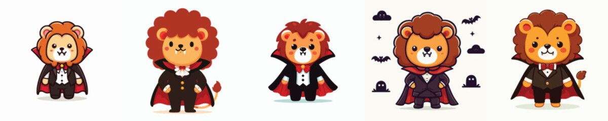 lion vector wearing Dracula costume