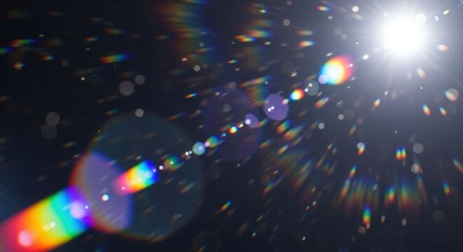 Bright lens flare with rainbow colors