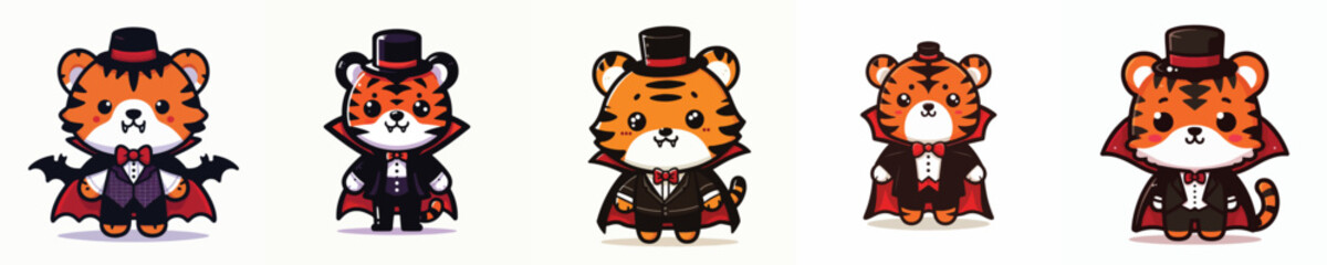 tiger vector wearing Dracula costume