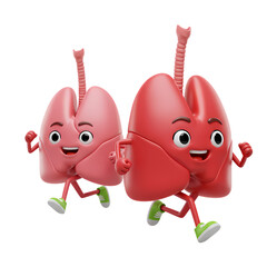 Obraz premium Healthy Lungs: Cartoon Illustration of Running Lungs Promoting Respiratory Health
