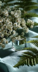 Flowers and Ferns on Satin