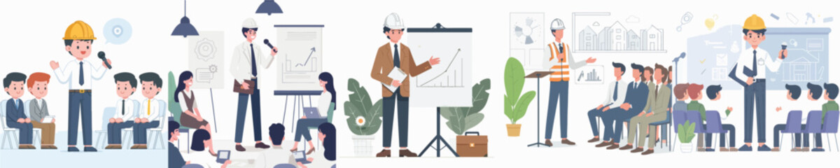 vector of an architect giving a speech