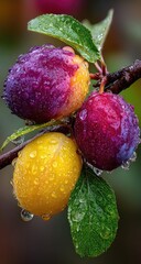 Ripe Plums on the Branch