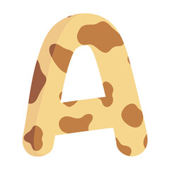 Alphabet letter A giraffe print pattern wild animal skin texture typography font