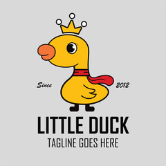Vector little Super duck simple mascot logo design