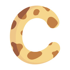 Alphabet letter C giraffe print pattern wild animal skin texture typography font