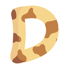 Alphabet letter D giraffe print pattern wild animal skin texture typography font