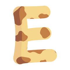 Alphabet letter E giraffe print pattern wild animal skin texture typography font