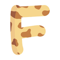Alphabet letter F giraffe print pattern wild animal skin texture typography font