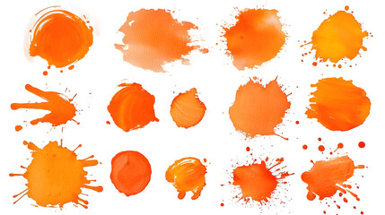 Paint stain orange watercolor isolated on a transparent background