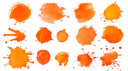 Paint stain orange watercolor isolated on a transparent background