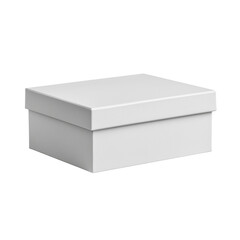 Naklejka premium Blank white rectangular box with closed lid. Isolated object on transparent background. Minimal packaging design, perfect for branding, mockup, logo placement