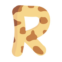Alphabet letter R giraffe print pattern wild animal skin texture typography font