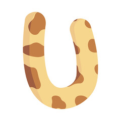 Alphabet letter U giraffe print pattern wild animal skin texture typography font