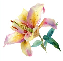 Watercolor Lily in pastel hues