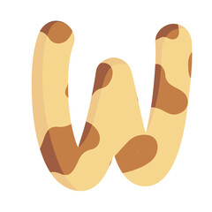 Alphabet letter W giraffe print pattern wild animal skin texture typography font