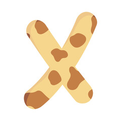 Alphabet letter X giraffe print pattern wild animal skin texture typography font