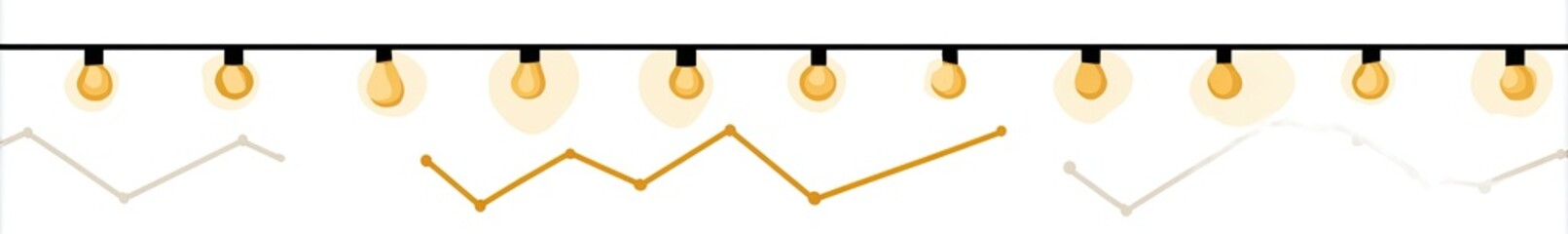 String of warm-toned lights on a dark rail