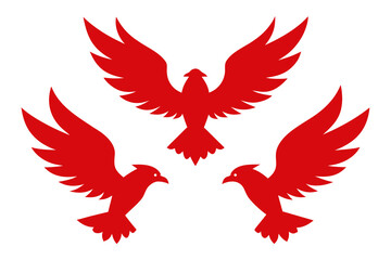 set of Eagle flying high icon silhouette vector