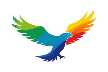 Eagle flying high icon and logo vector illustration design 