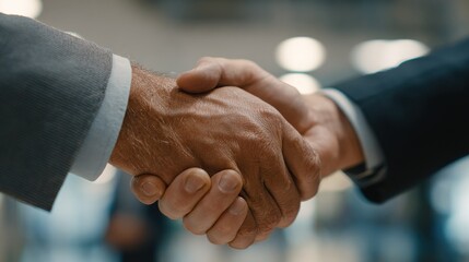 handshake of two business men closing a deal at the office no logos no brands ar 169