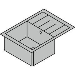 top mount single bowl kitchen sink with right drainboard isometric view