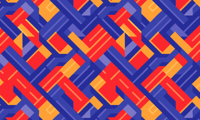 Modern Abstract Geometric Seamless Pattern with Interlocking Shapes