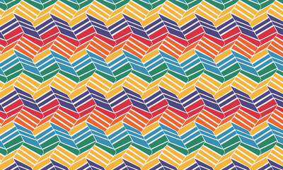 Seamless Colorful Rainbow Chevron Herringbone Pattern Background