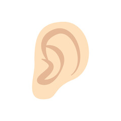 Close up human ear icon. Human ear isolated on white background Part of body. 