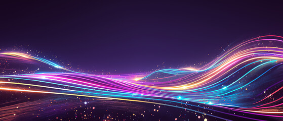 Colorful abstract light waves on a dark background