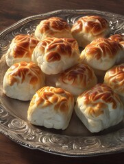 fresh and hot plate of sweet buns perfectly baked for a delicious snack or dessert experience for any occasion