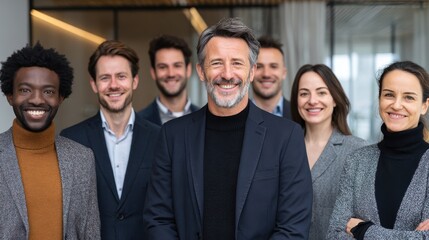 portrait of successful group of business people at modern office looking at camera portrait of happy businessmen and satisfied businesswomen standing as a team multiethnic group of people smiling no 