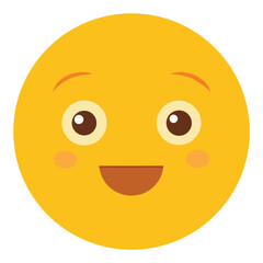 Fototapeta premium Cheerful Golden Yellow Smiley Face with Brown Eyes and a Smiling Mouth