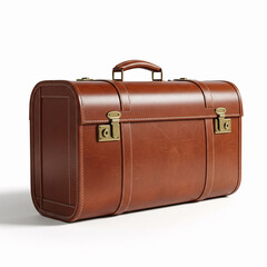 Vintage brown leather briefcase on a white background. 3d rendering
