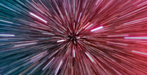 Fototapeta premium Abstract illusion concept - Abstract flight in space hyper jump illustration 