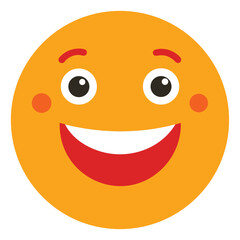Fototapeta premium Cheerful Orange Smiley Face Emoji Illustration with Red Mouth and Cheeks