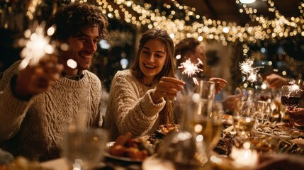 holidays celebration and people concept happy friends having christmas dinner at home drinking nonalcoholic red wine no logos no brands ar 169