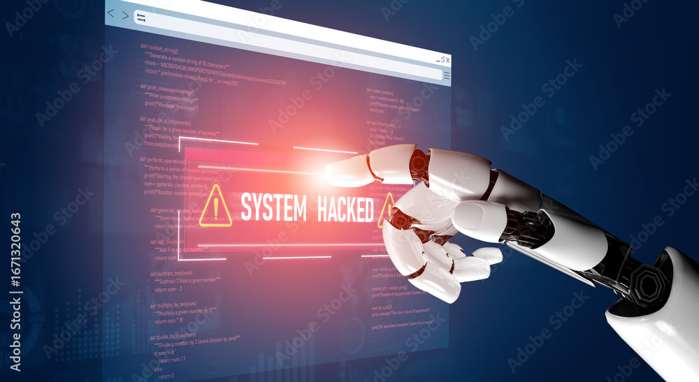 Poster ai artificial intelligence protects systems from cyber threats through automated monitoring, smart f