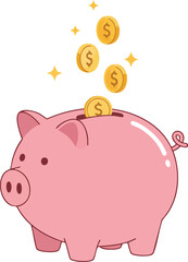 Obraz premium Pink Piggy Bank Dollar Coins Savings Investment