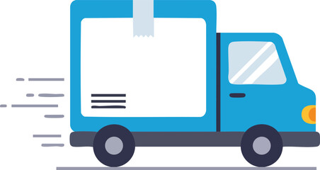Fast Blue Delivery Truck Transporting Packages Quickly